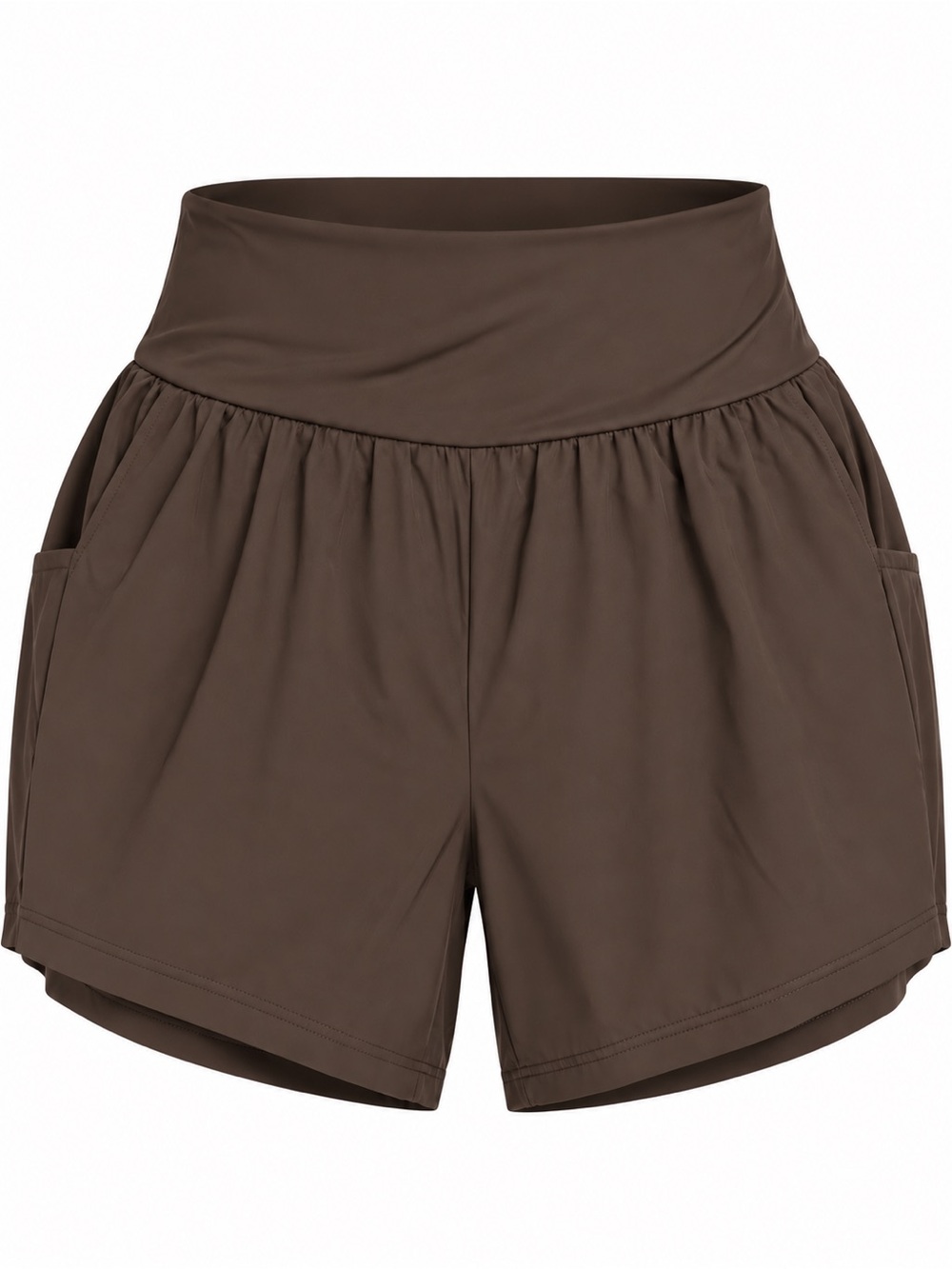 Halara Brown High-Waist 2-in-1 Athletic Shorts Built-In Liner Size Medium